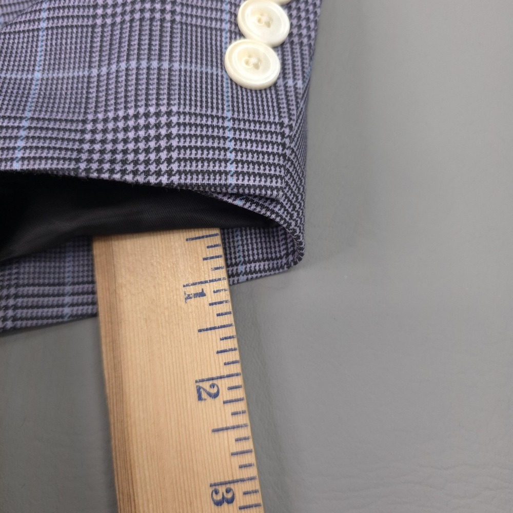Michael Strahan Blazer Mens Large Purple Glen Plaid Stretch Sport Coat Jacket - Picture 10 of 13